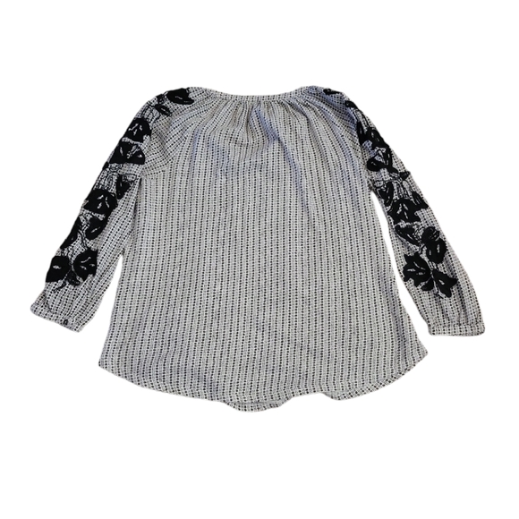 Lucky Brand Women's vintage tassel elbow sleeve top size S peasant embroidered - Picture 3 of 9